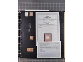 1872/75, Sammlung mit rund 200 Marken/Briefstücken und 30 Belegen, dabei zahlreiche Plattenfehler, Prägefehler, raue Zähnung,