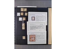 1872/75, Sammlung mit rund 200 Marken/Briefstücken und 30 Belegen, dabei zahlreiche Plattenfehler, Prägefehler, raue Zähnung,
