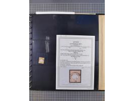 1872/75, Sammlung mit rund 200 Marken/Briefstücken und 30 Belegen, dabei zahlreiche Plattenfehler, Prägefehler, raue Zähnung,