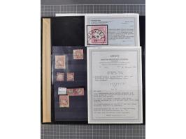 1872/75, Sammlung mit rund 200 Marken/Briefstücken und 30 Belegen, dabei zahlreiche Plattenfehler, Prägefehler, raue Zähnung,