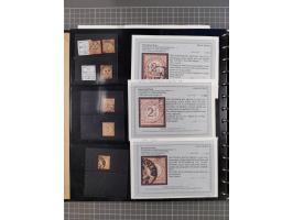 1872/75, Sammlung mit rund 200 Marken/Briefstücken und 30 Belegen, dabei zahlreiche Plattenfehler, Prägefehler, raue Zähnung,