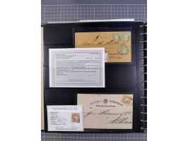 1872/75, Sammlung mit rund 200 Marken/Briefstücken und 30 Belegen, dabei zahlreiche Plattenfehler, Prägefehler, raue Zähnung,