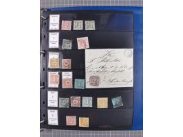 1852/65 (ca.), Sammlung der Nummernstempel ex Nr. 1 bis Nr. 415, überschlägig 700 Marken und 90 Briefe (teils Vorderseiten), 