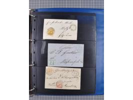 1852/65 (ca.), Sammlung der Nummernstempel ex Nr. 1 bis Nr. 415, überschlägig 700 Marken und 90 Briefe (teils Vorderseiten), 