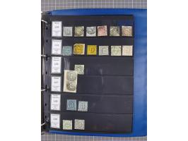 1852/65 (ca.), Sammlung der Nummernstempel ex Nr. 1 bis Nr. 415, überschlägig 700 Marken und 90 Briefe (teils Vorderseiten), 