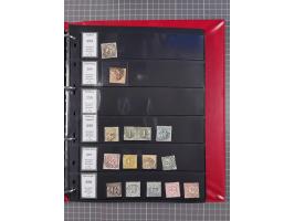 1852/65 (ca.), Sammlung der Nummernstempel ex Nr. 1 bis Nr. 415, überschlägig 700 Marken und 90 Briefe (teils Vorderseiten), 