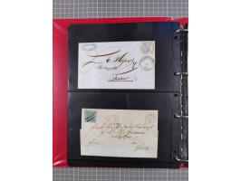 1852/65 (ca.), Sammlung der Nummernstempel ex Nr. 1 bis Nr. 415, überschlägig 700 Marken und 90 Briefe (teils Vorderseiten), 