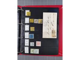 1852/65 (ca.), Sammlung der Nummernstempel ex Nr. 1 bis Nr. 415, überschlägig 700 Marken und 90 Briefe (teils Vorderseiten), 