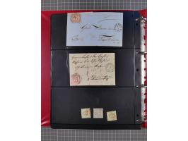 1852/65 (ca.), Sammlung der Nummernstempel ex Nr. 1 bis Nr. 415, überschlägig 700 Marken und 90 Briefe (teils Vorderseiten), 