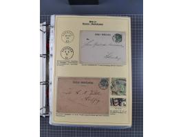 1875/89, gestempelte Spezialsammlung “Pfennig/-e” mit etwas über 130 Briefen und Karten, ab Brustschilde in Pfennigwährung ve