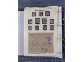 1875/89, gestempelte Spezialsammlung “Pfennig/-e” mit etwas über 130 Briefen und Karten, ab Brustschilde in Pfennigwährung ve