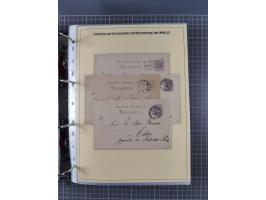 1875/89, gestempelte Spezialsammlung “Pfennig/-e” mit etwas über 130 Briefen und Karten, ab Brustschilde in Pfennigwährung ve