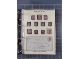 1875/89, gestempelte Spezialsammlung “Pfennig/-e” mit etwas über 130 Briefen und Karten, ab Brustschilde in Pfennigwährung ve