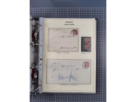 1875/89, gestempelte Spezialsammlung “Pfennig/-e” mit etwas über 130 Briefen und Karten, ab Brustschilde in Pfennigwährung ve