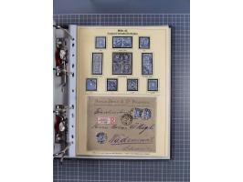 1875/89, gestempelte Spezialsammlung “Pfennig/-e” mit etwas über 130 Briefen und Karten, ab Brustschilde in Pfennigwährung ve