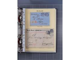 1875/89, gestempelte Spezialsammlung “Pfennig/-e” mit etwas über 130 Briefen und Karten, ab Brustschilde in Pfennigwährung ve