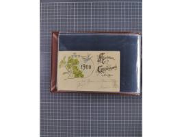 Glückwunschkarten Neujahr: 1900/14, Album mit 110 Lithos zum Thema Jahreszahlen", davon sind 104 St. geprägt