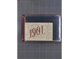 Glückwunschkarten Neujahr: 1900/14, Album mit 110 Lithos zum Thema Jahreszahlen", davon sind 104 St. geprägt