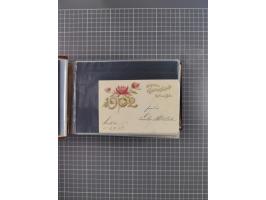 Glückwunschkarten Neujahr: 1900/14, Album mit 110 Lithos zum Thema Jahreszahlen", davon sind 104 St. geprägt