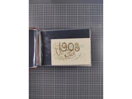 Glückwunschkarten Neujahr: 1900/14, Album mit 110 Lithos zum Thema Jahreszahlen", davon sind 104 St. geprägt