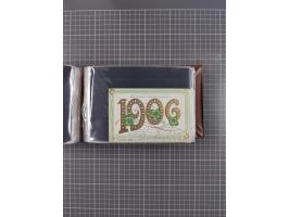 Glückwunschkarten Neujahr: 1900/14, Album mit 110 Lithos zum Thema Jahreszahlen", davon sind 104 St. geprägt