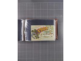 Glückwunschkarten Neujahr: 1900/14, Album mit 110 Lithos zum Thema Jahreszahlen", davon sind 104 St. geprägt