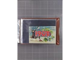 Glückwunschkarten Neujahr: 1900/14, Album mit 110 Lithos zum Thema Jahreszahlen", davon sind 104 St. geprägt