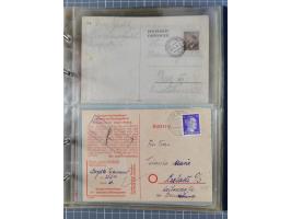 1933/45, KZ-Post. Album mit 12 KZ-Postbelegen von zehn verschiedenen Konzentrationslagern: Auschwitz, Buchenwald, Dachau, Flo