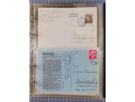 1933/45, KZ-Post. Album mit 12 KZ-Postbelegen von zehn verschiedenen Konzentrationslagern: Auschwitz, Buchenwald, Dachau, Flo