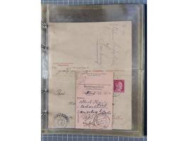 1933/45, KZ-Post. Album mit 12 KZ-Postbelegen von zehn verschiedenen Konzentrationslagern: Auschwitz, Buchenwald, Dachau, Flo