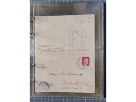 1933/45, KZ-Post. Album mit 12 KZ-Postbelegen von zehn verschiedenen Konzentrationslagern: Auschwitz, Buchenwald, Dachau, Flo