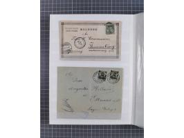 1898/1906(ca.), Album mit 35 Briefen, Karten, Ansichtskarten, Ganzsachen und Feldpostbelegen, mit 7 x Marineschiffspost, dabe