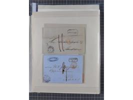 1736/1938, 18 entires, almost all mailed abroad, mostly to France, but also two 10 skilling frankings to London and 3 parcel 