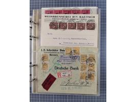 1903/80, &nbsp;Album mit 128 Mehrfachfrankaturen mit mindestens vier Marken, meistens aber mit mehr Marken (48 St. Ausland) d
