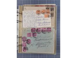 1903/80, &nbsp;Album mit 128 Mehrfachfrankaturen mit mindestens vier Marken, meistens aber mit mehr Marken (48 St. Ausland) d