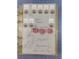 1903/80, &nbsp;Album mit 128 Mehrfachfrankaturen mit mindestens vier Marken, meistens aber mit mehr Marken (48 St. Ausland) d