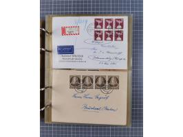 1903/80, &nbsp;Album mit 128 Mehrfachfrankaturen mit mindestens vier Marken, meistens aber mit mehr Marken (48 St. Ausland) d