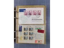 1903/80, &nbsp;Album mit 128 Mehrfachfrankaturen mit mindestens vier Marken, meistens aber mit mehr Marken (48 St. Ausland) d