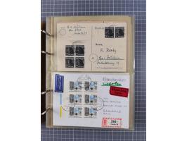 1903/80, &nbsp;Album mit 128 Mehrfachfrankaturen mit mindestens vier Marken, meistens aber mit mehr Marken (48 St. Ausland) d