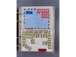 1903/80, &nbsp;Album mit 128 Mehrfachfrankaturen mit mindestens vier Marken, meistens aber mit mehr Marken (48 St. Ausland) d