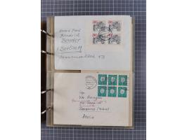 1903/80, &nbsp;Album mit 128 Mehrfachfrankaturen mit mindestens vier Marken, meistens aber mit mehr Marken (48 St. Ausland) d