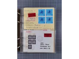 1903/80, &nbsp;Album mit 128 Mehrfachfrankaturen mit mindestens vier Marken, meistens aber mit mehr Marken (48 St. Ausland) d