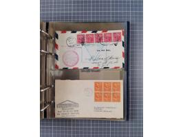 1903/80, &nbsp;Album mit 128 Mehrfachfrankaturen mit mindestens vier Marken, meistens aber mit mehr Marken (48 St. Ausland) d