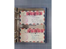 1903/80, &nbsp;Album mit 128 Mehrfachfrankaturen mit mindestens vier Marken, meistens aber mit mehr Marken (48 St. Ausland) d