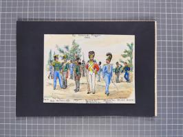 1820/90(ca.), 19. Jahrhundert, 47 Lithografien und Tuschzeichnungen von Militärs und Uniformen, dabei Preußische, Sächsische 