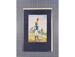 1820/90(ca.), 19. Jahrhundert, 47 Lithografien und Tuschzeichnungen von Militärs und Uniformen, dabei Preußische, Sächsische 