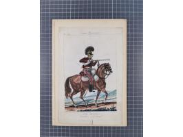 1820/90(ca.), 19. Jahrhundert, 47 Lithografien und Tuschzeichnungen von Militärs und Uniformen, dabei Preußische, Sächsische 