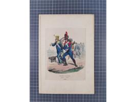 1820/90(ca.), 19. Jahrhundert, 47 Lithografien und Tuschzeichnungen von Militärs und Uniformen, dabei Preußische, Sächsische 