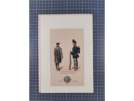 1820/90(ca.), 19. Jahrhundert, 47 Lithografien und Tuschzeichnungen von Militärs und Uniformen, dabei Preußische, Sächsische 