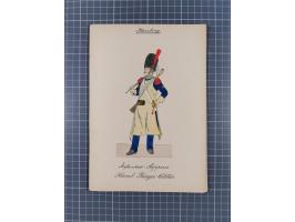 1820/90(ca.), 19. Jahrhundert, 47 Lithografien und Tuschzeichnungen von Militärs und Uniformen, dabei Preußische, Sächsische 